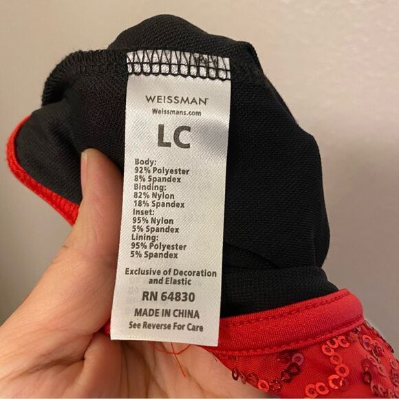 WEISSMAN Dance red sequin Costume leotard I Want Candy 11974 Child LC - Picture 6 of 10